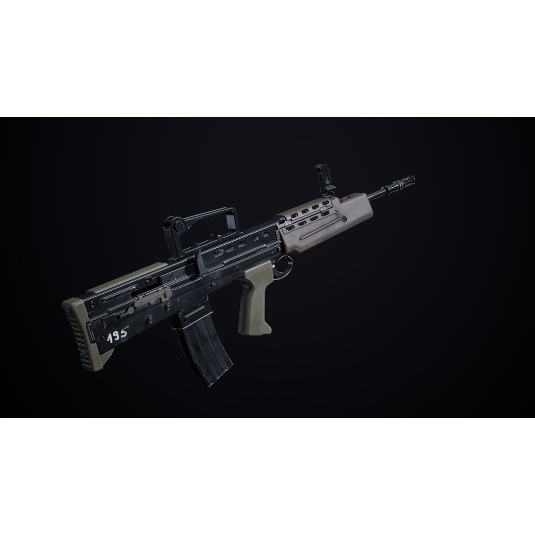 L85A2 3D Model – Low Poly Military Weapon, FBX, PBR Textures - View 10