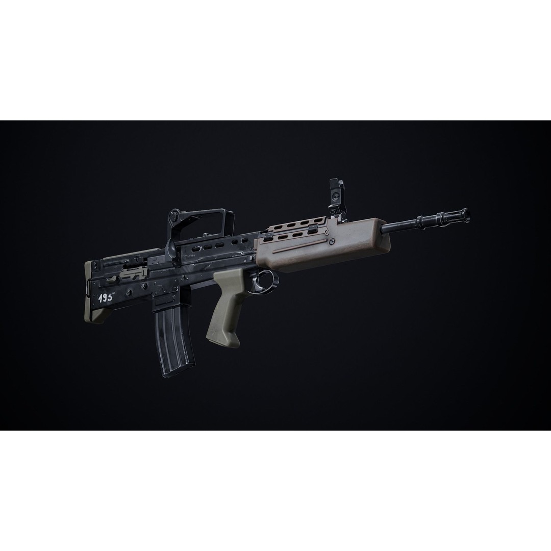 L85A2 3D Model – Low Poly Military Weapon, FBX, PBR Textures - View 6
