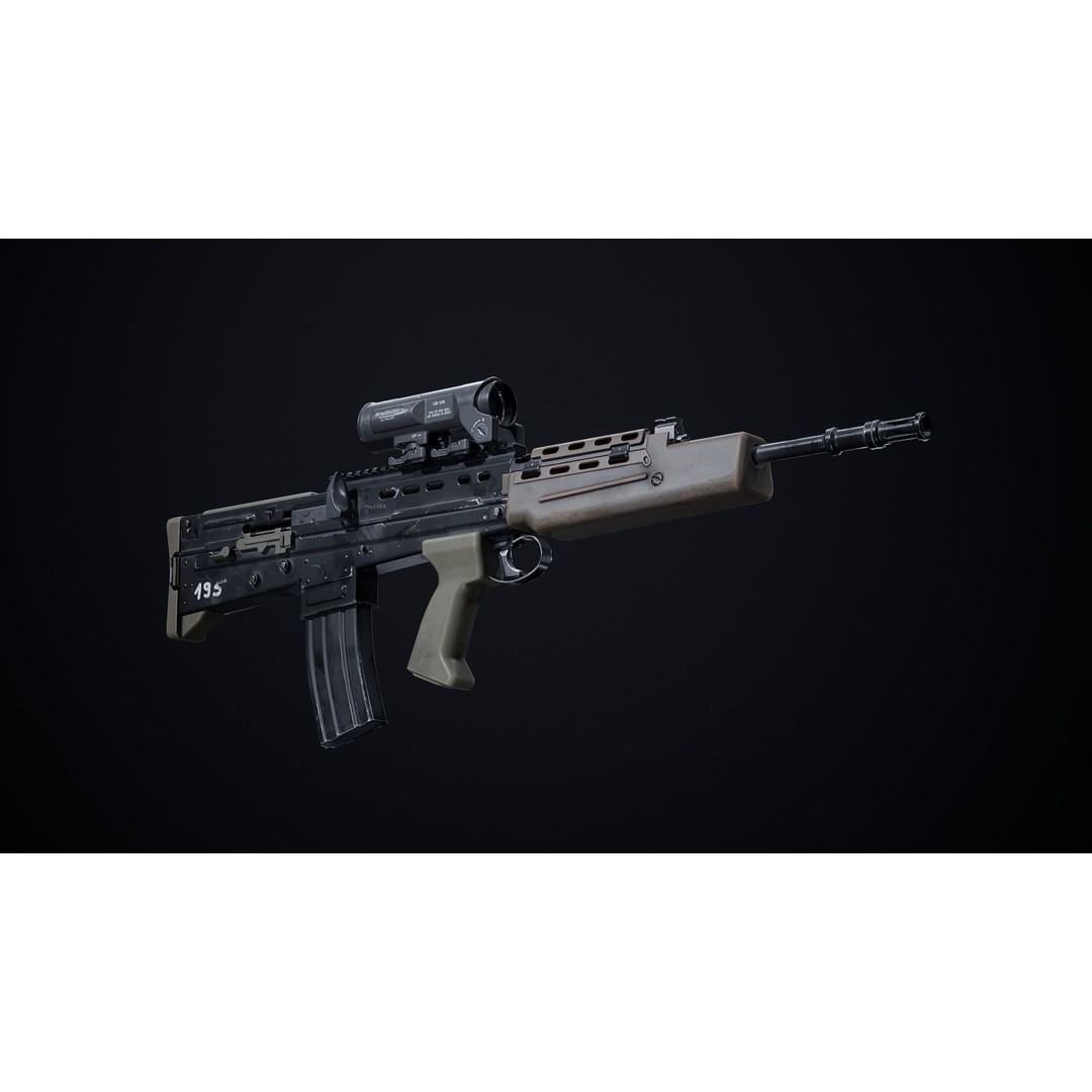 L85A2 3D Model – Low Poly Military Weapon, FBX, PBR Textures - View 7