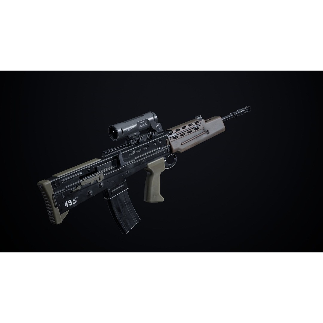 L85A2 3D Model – Low Poly Military Weapon, FBX, PBR Textures - View 9