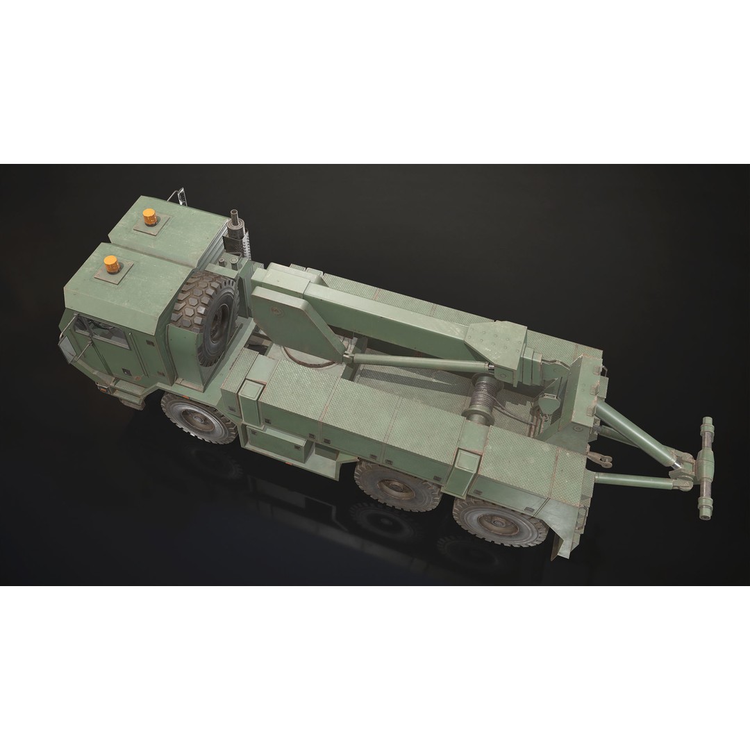 Military Wrecker Truck 3D Model – Low Poly Game-Ready Asset, FBX - View 13