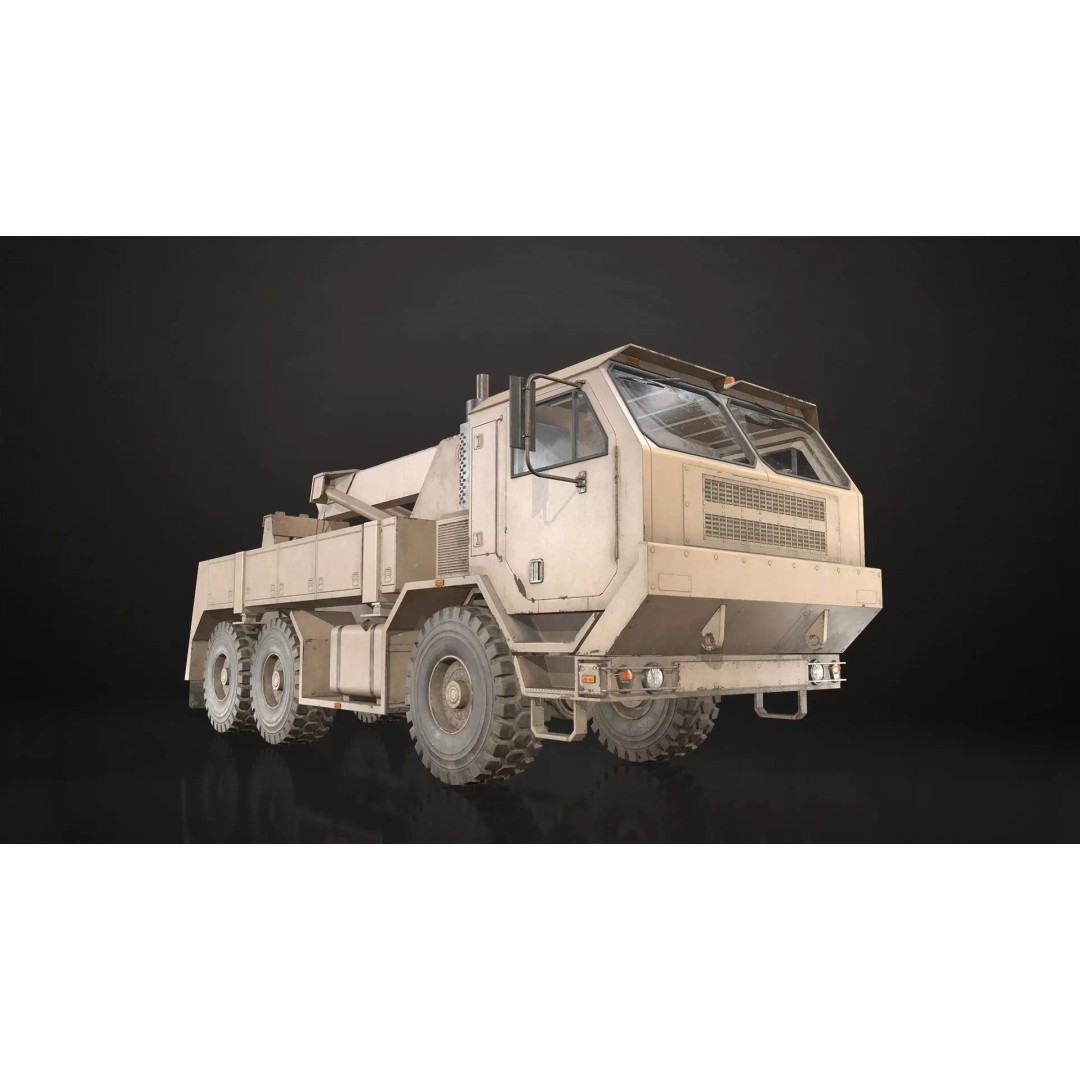 Military Wrecker Truck 3D Model – Low Poly Game-Ready Asset, FBX - View 2