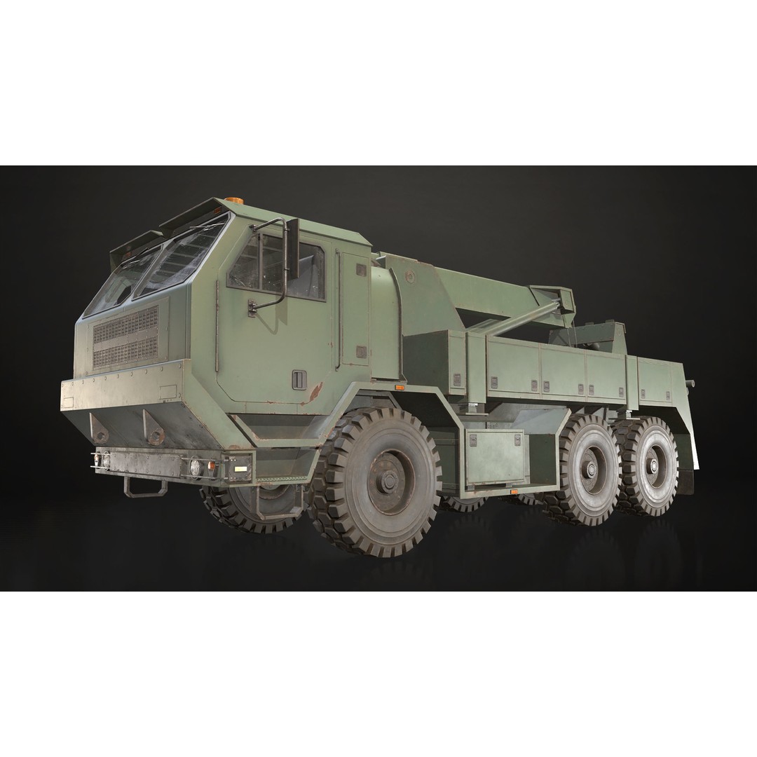 Military Wrecker Truck 3D Model – Low Poly Game-Ready Asset, FBX - View 22