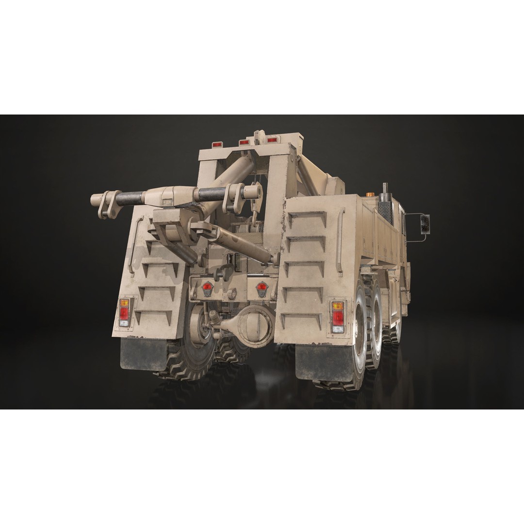 Military Wrecker Truck 3D Model – Low Poly Game-Ready Asset, FBX - View 23