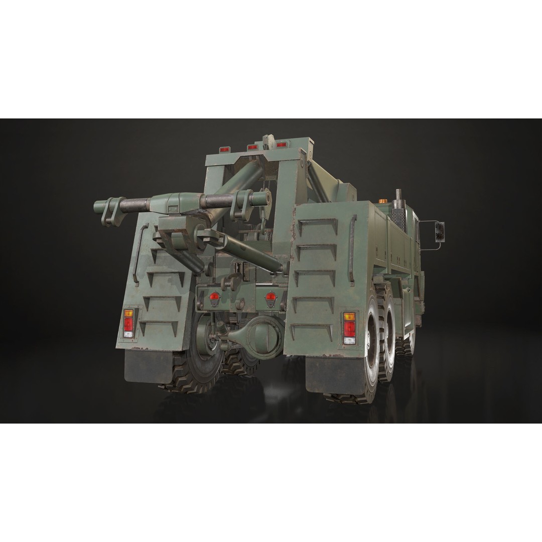 Military Wrecker Truck 3D Model – Low Poly Game-Ready Asset, FBX - View 24