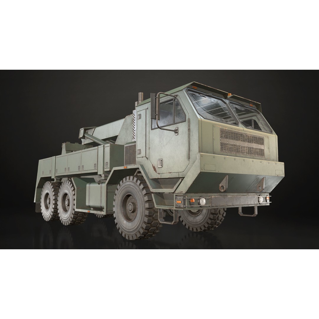 Military Wrecker Truck 3D Model – Low Poly Game-Ready Asset, FBX - View 3