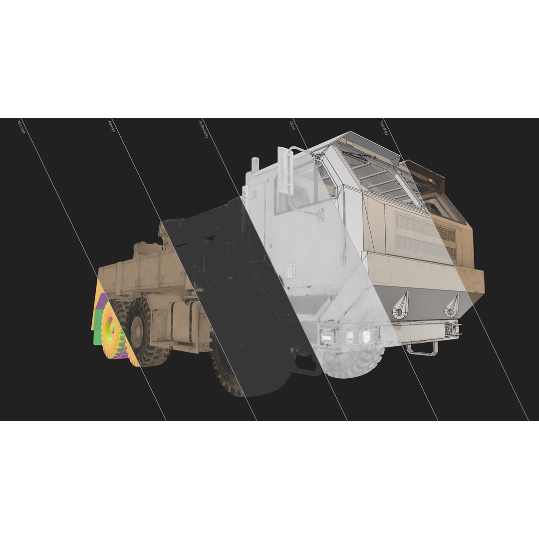 Military Wrecker Truck 3D Model – Low Poly Game-Ready Asset, FBX - View 33