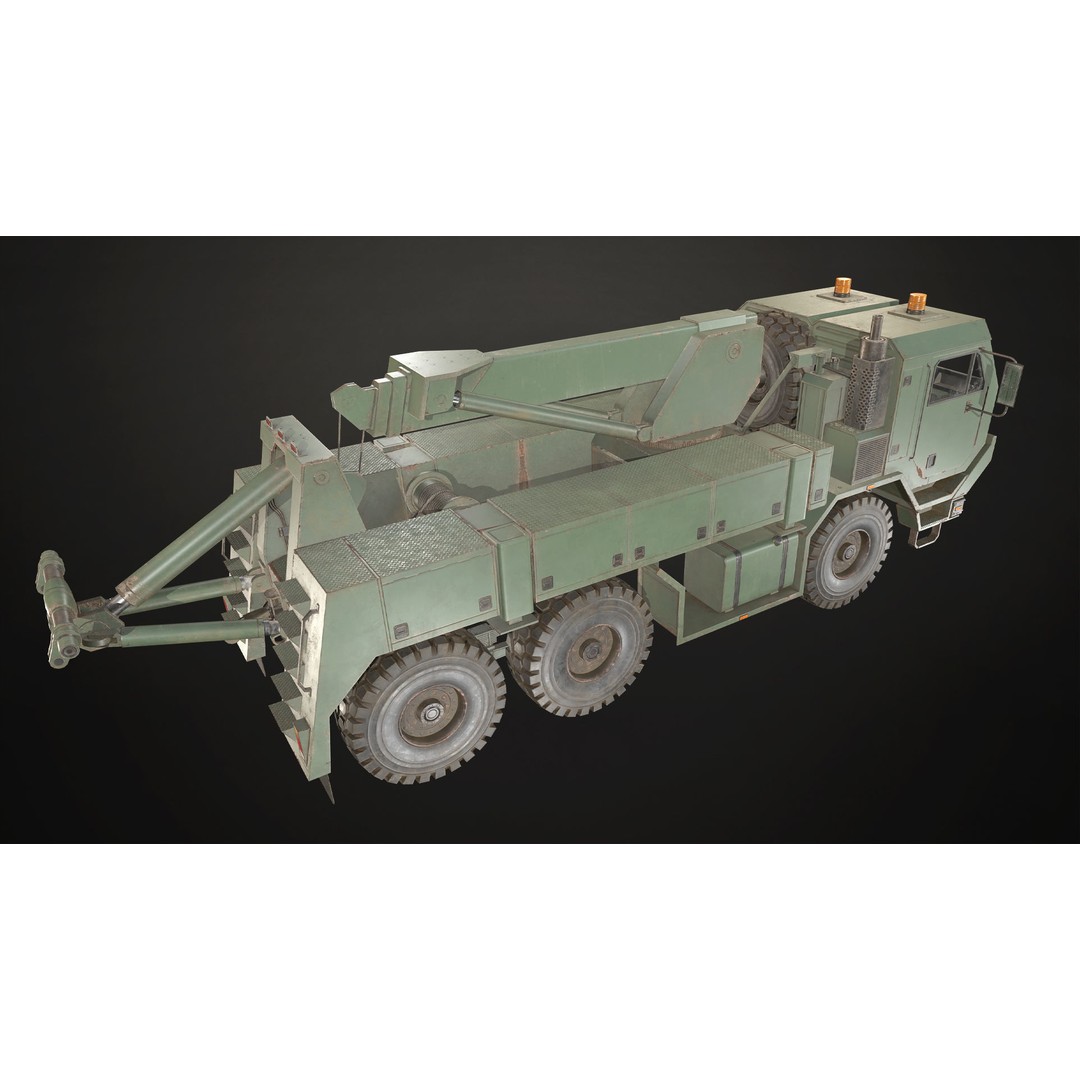 Military Wrecker Truck 3D Model – Low Poly Game-Ready Asset, FBX - View 5