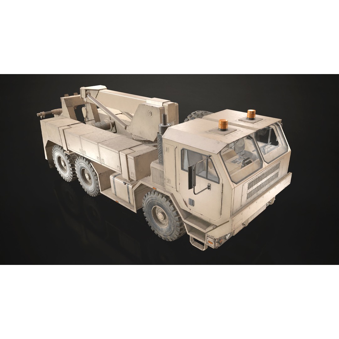Military Wrecker Truck 3D Model – Low Poly Game-Ready Asset, FBX - View 6