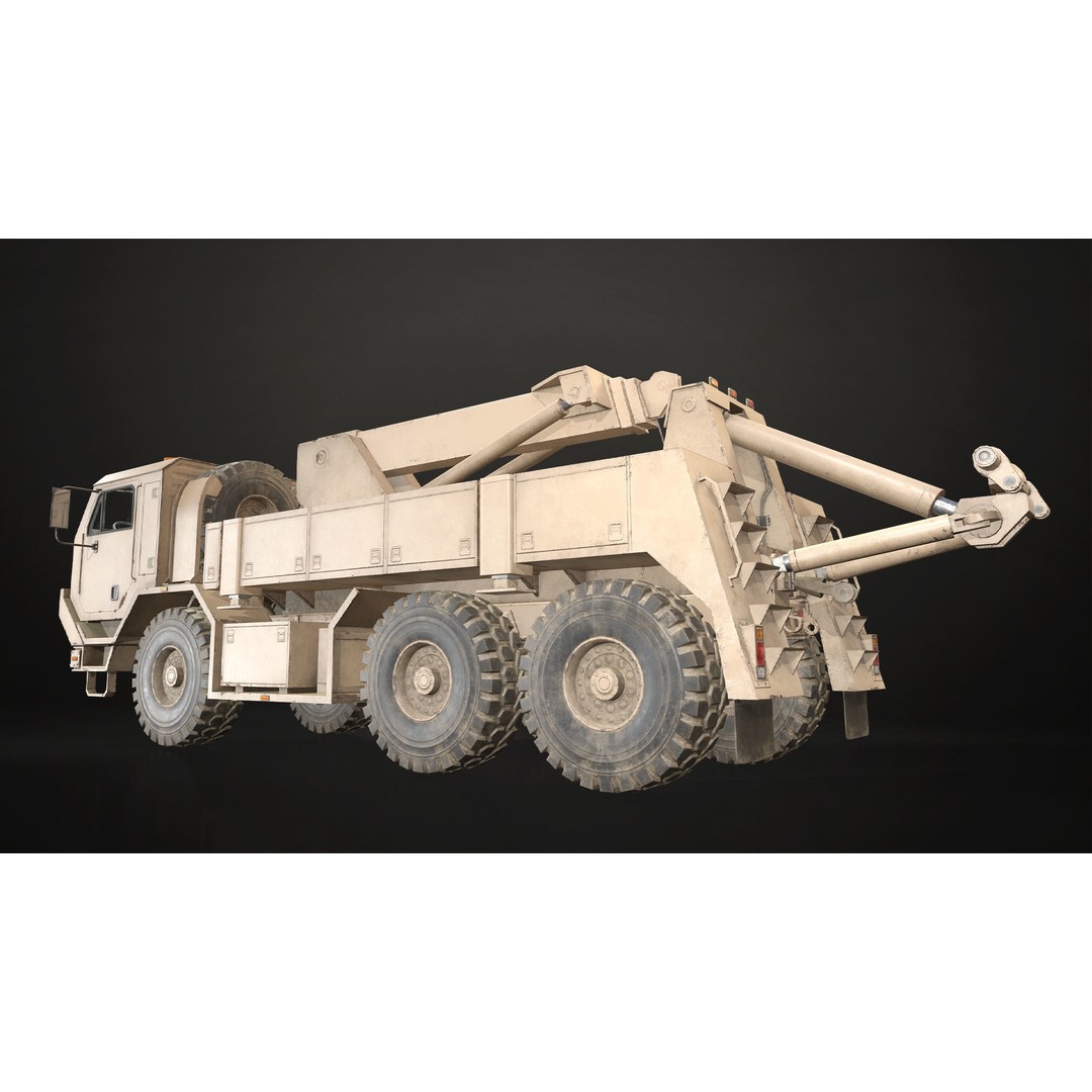 Military Wrecker Truck 3D Model – Low Poly Game-Ready Asset, FBX - View 8