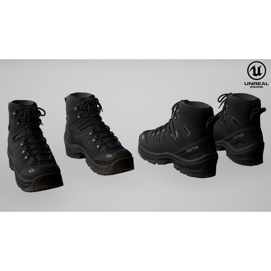Tactical Boots 3D Model – Low Poly Game-Ready PBR Asset, FBX, OBJ - View 15