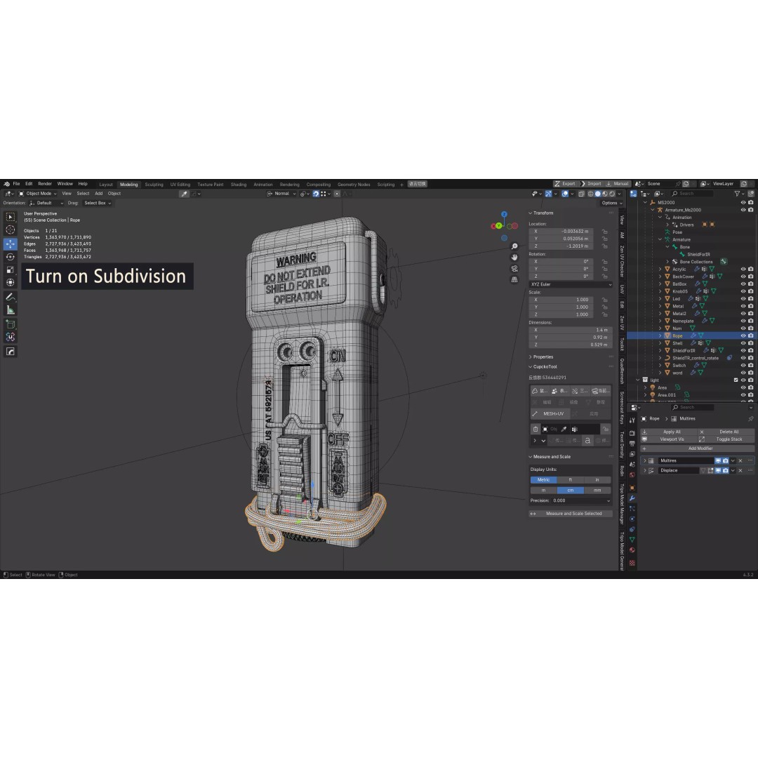 MS-2000 M2 Strobe Marker Light 3D Model – High Poly Game Asset, Blender - View 10
