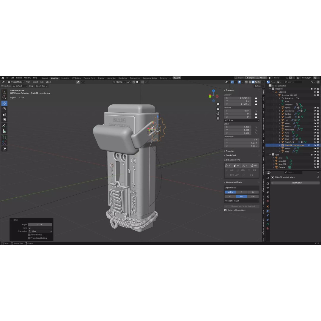 MS-2000 M2 Strobe Marker Light 3D Model – High Poly Game Asset, Blender - View 13
