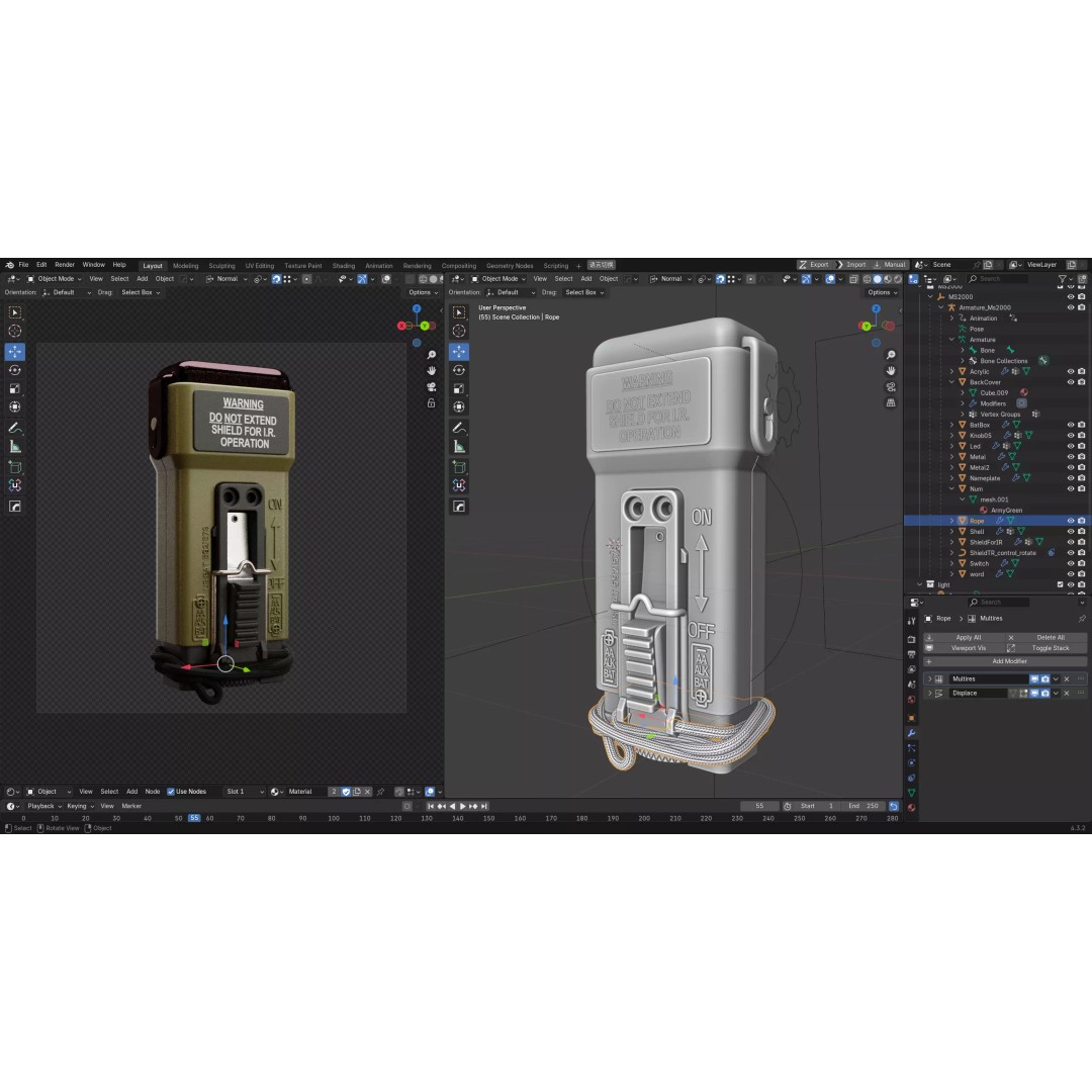 MS-2000 M2 Strobe Marker Light 3D Model – High Poly Game Asset, Blender - View 9