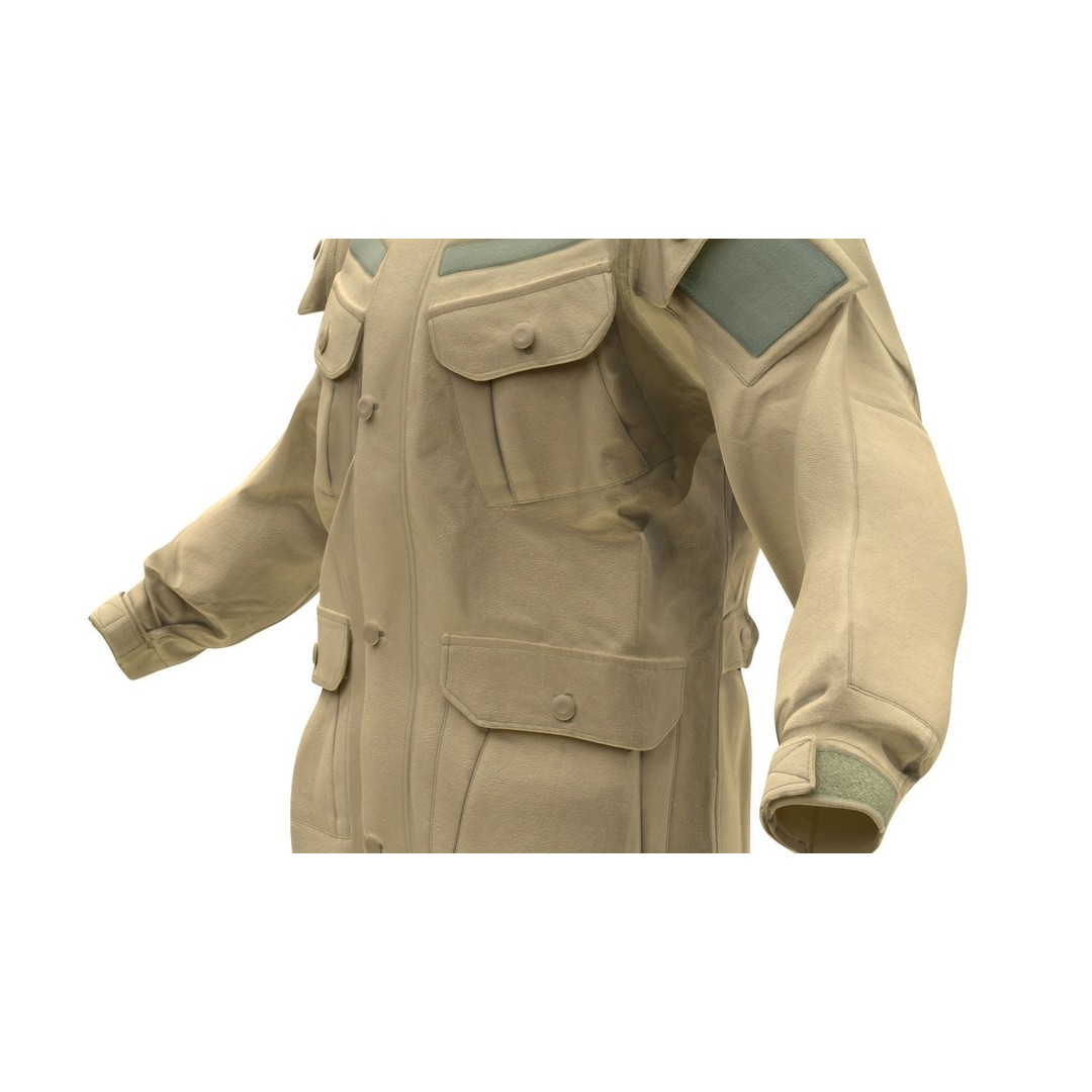 Jacket 3D Model – Low Poly Rigged Military Outfit, FBX, Blender