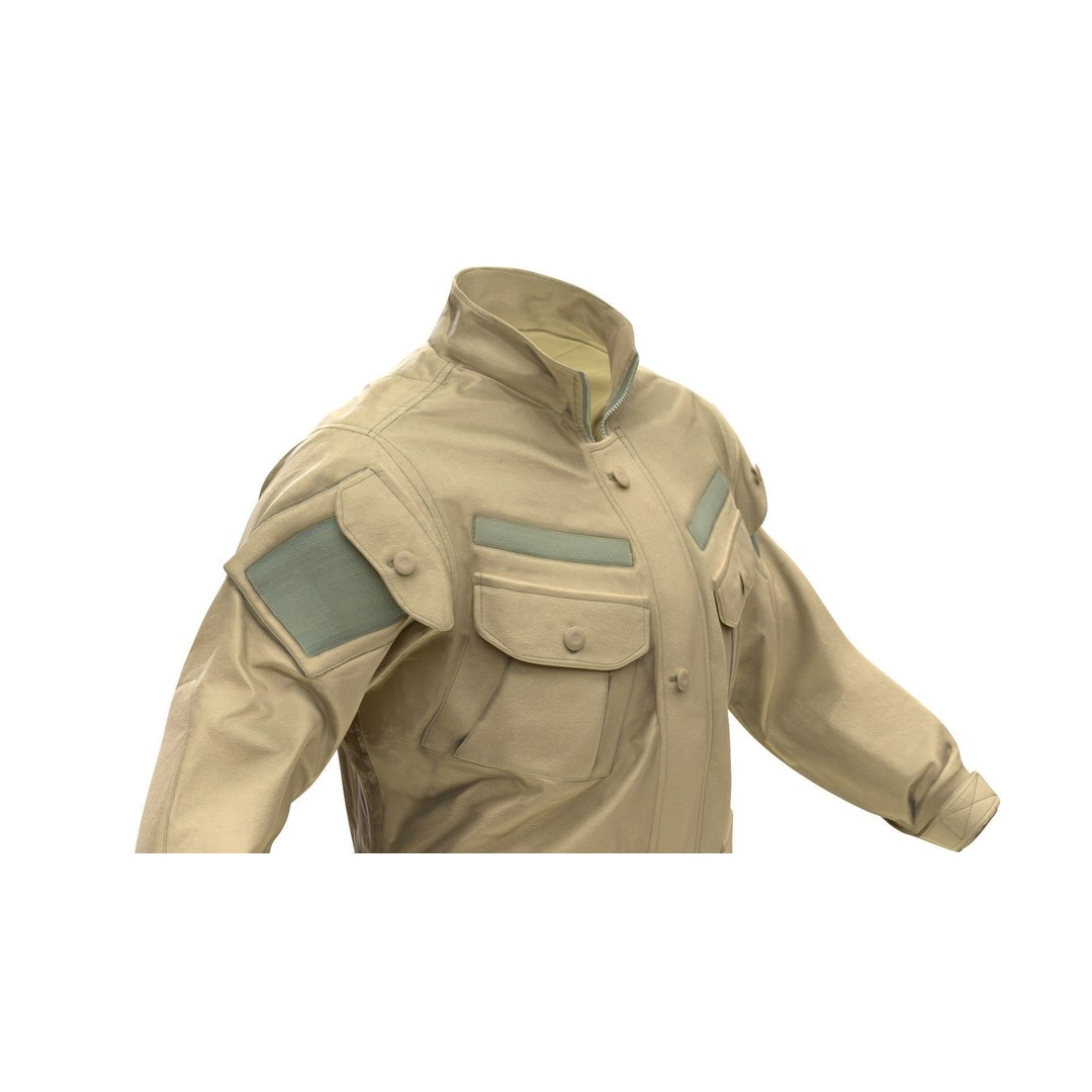 Jacket 3D Model – Low Poly Rigged Military Outfit, FBX, Blender - View 10
