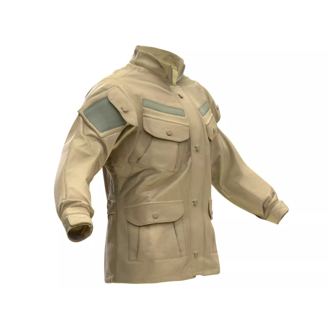 Jacket 3D Model – Low Poly Rigged Military Outfit, FBX, Blender - View 2