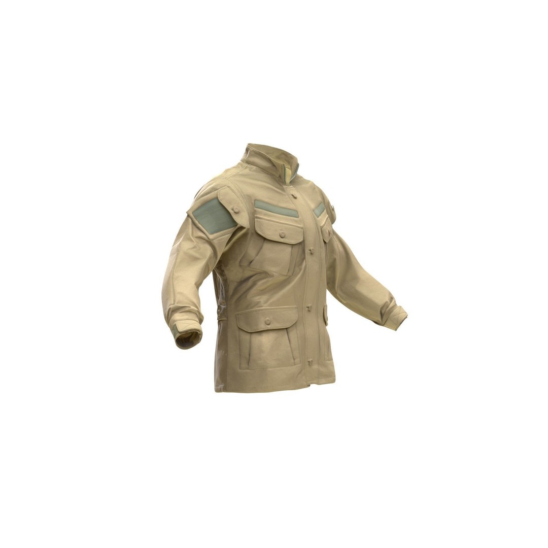 Jacket 3D Model – Low Poly Rigged Military Outfit, FBX, Blender - View 3