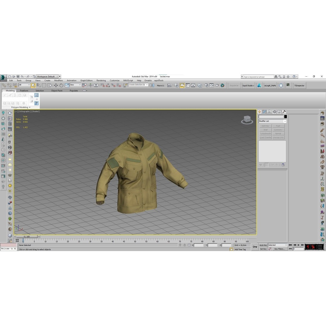 Jacket 3D Model – Low Poly Rigged Military Outfit, FBX, Blender - View 4