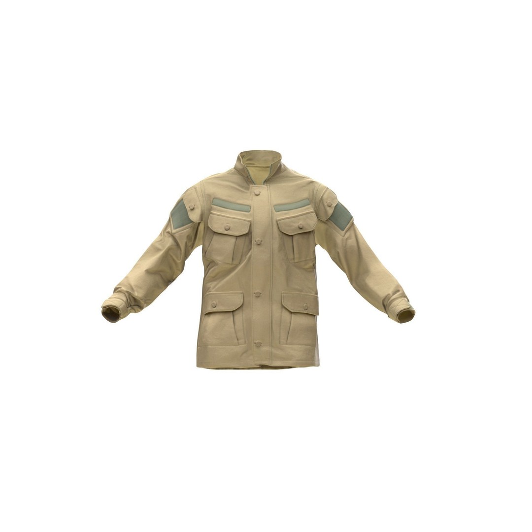 Jacket 3D Model – Low Poly Rigged Military Outfit, FBX, Blender - View 7