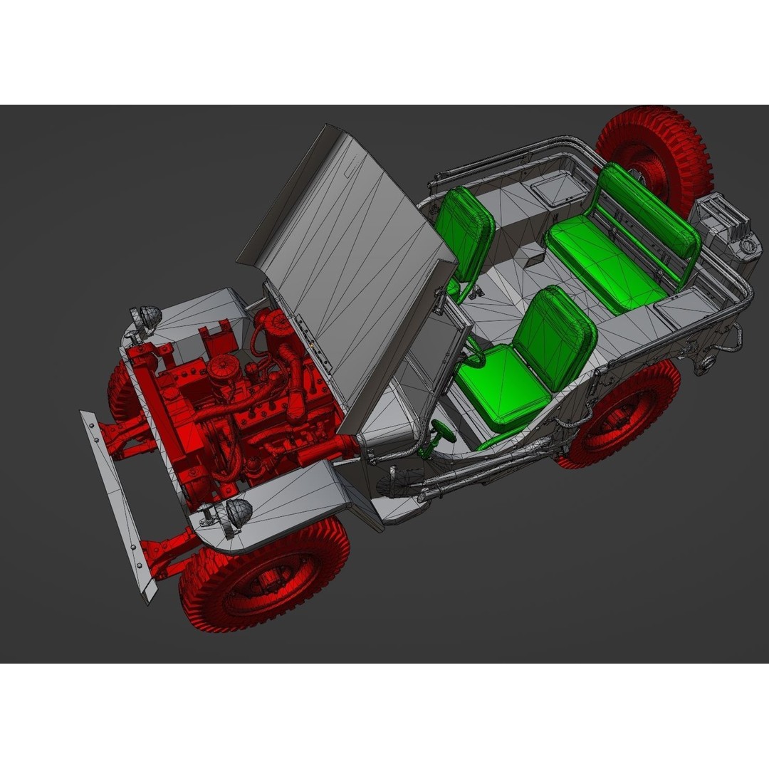 WW2 Jeep 3D Model – Low Poly Game Asset, PBR Textured, FBX