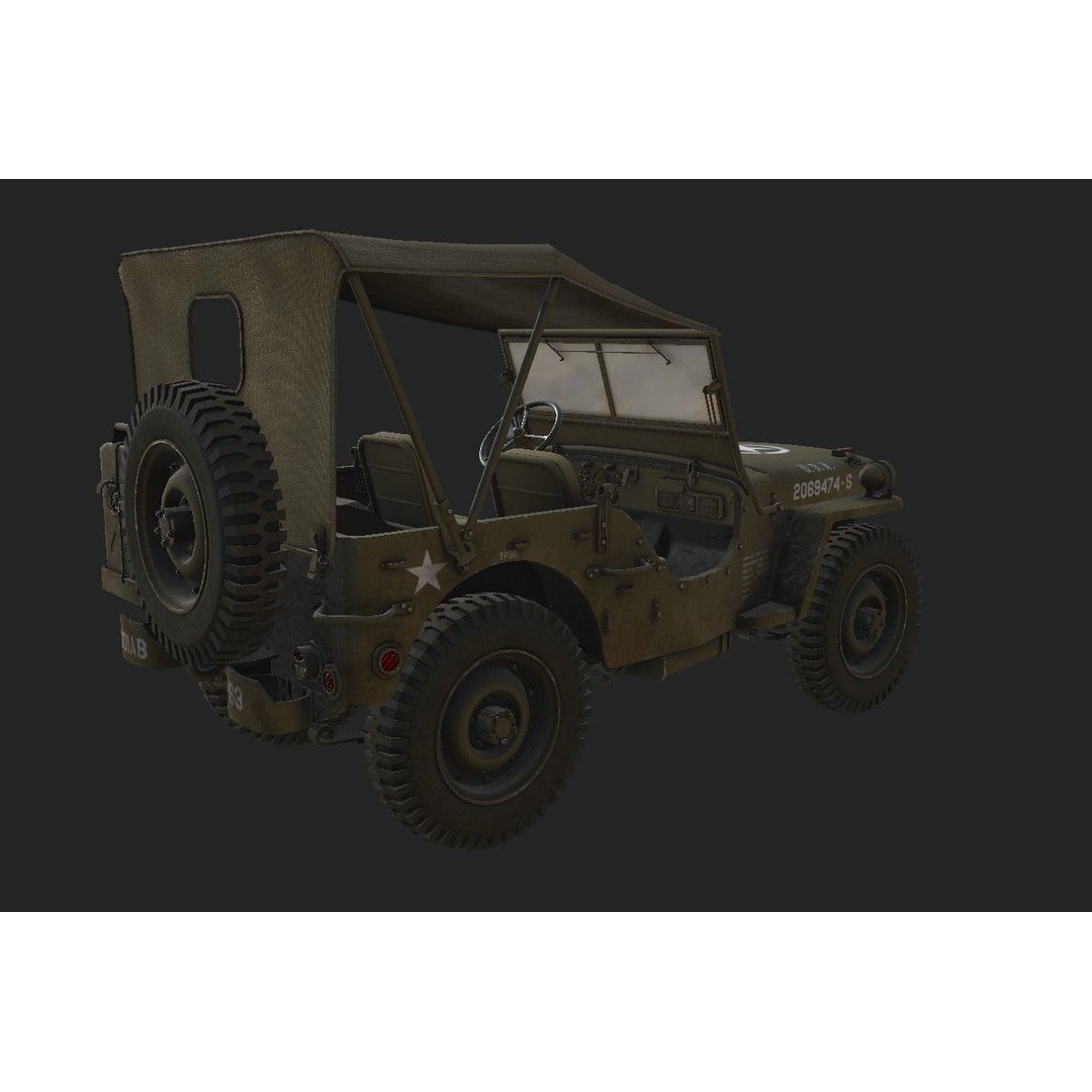 WW2 Jeep 3D Model – Low Poly Game Asset, PBR Textured, FBX - View 4