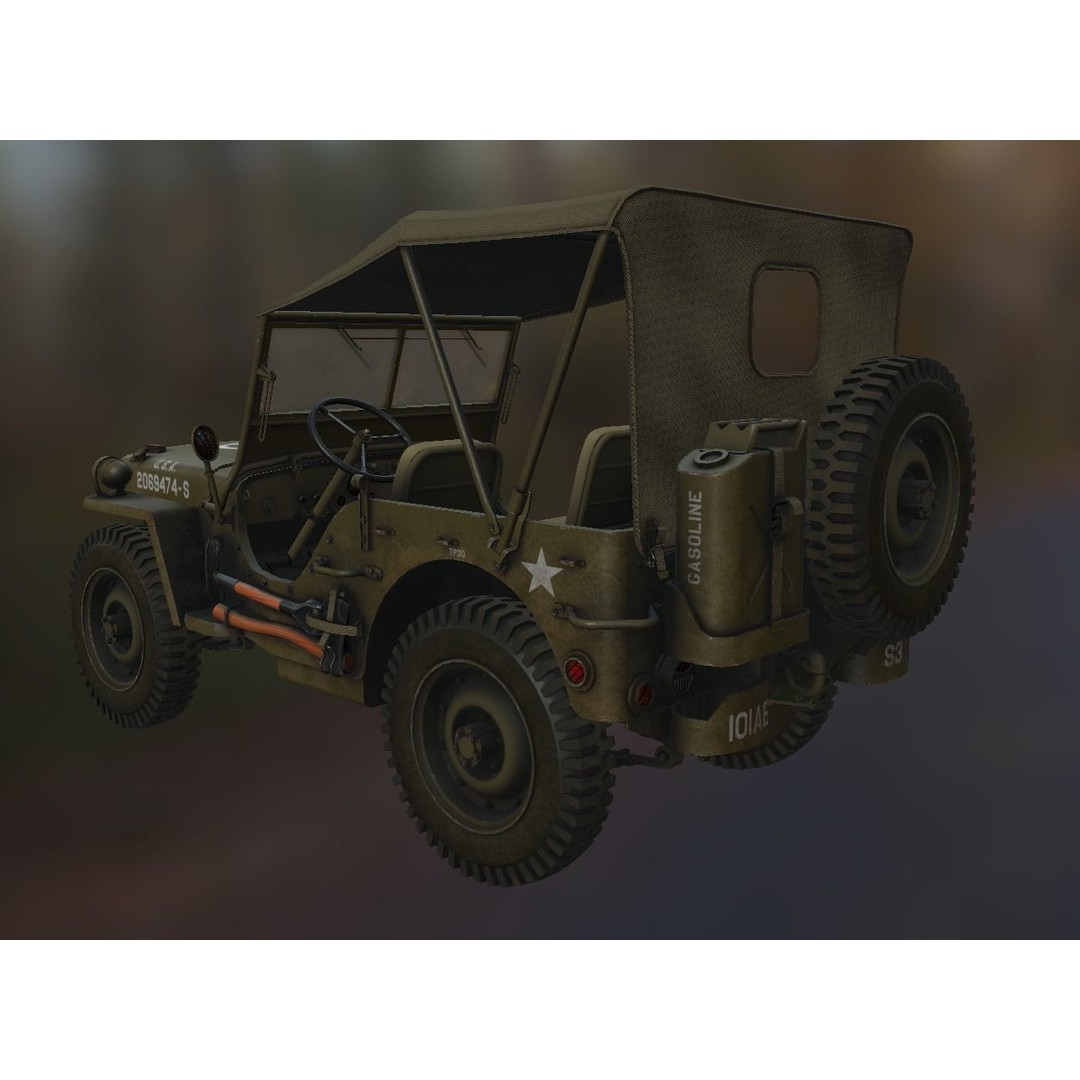 WW2 Jeep 3D Model – Low Poly Game Asset, PBR Textured, FBX - View 5