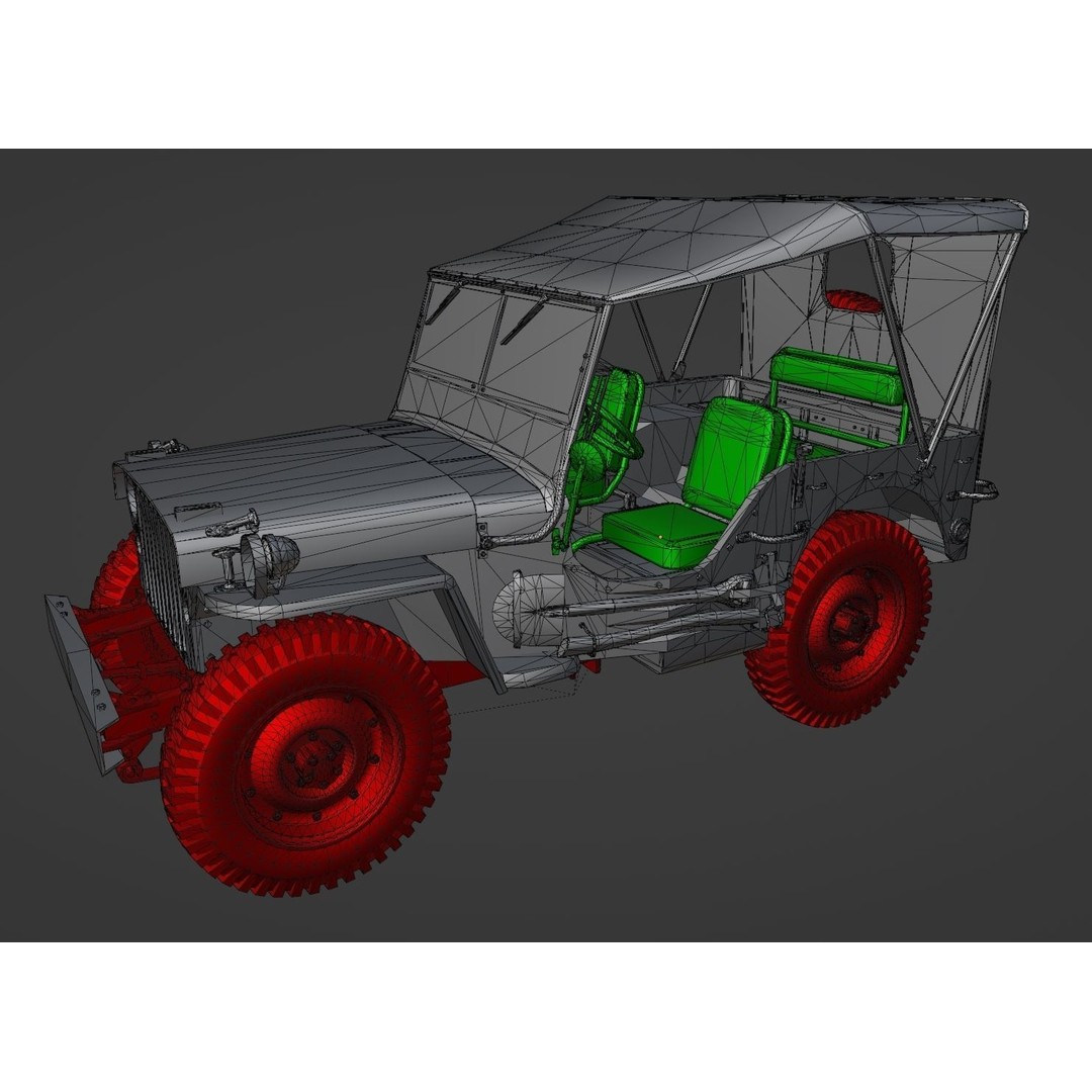 WW2 Jeep 3D Model – Low Poly Game Asset, PBR Textured, FBX - View 7