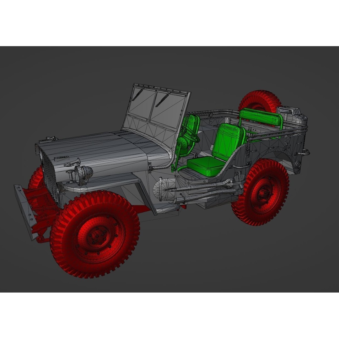 WW2 Jeep 3D Model – Low Poly Game Asset, PBR Textured, FBX - View 8
