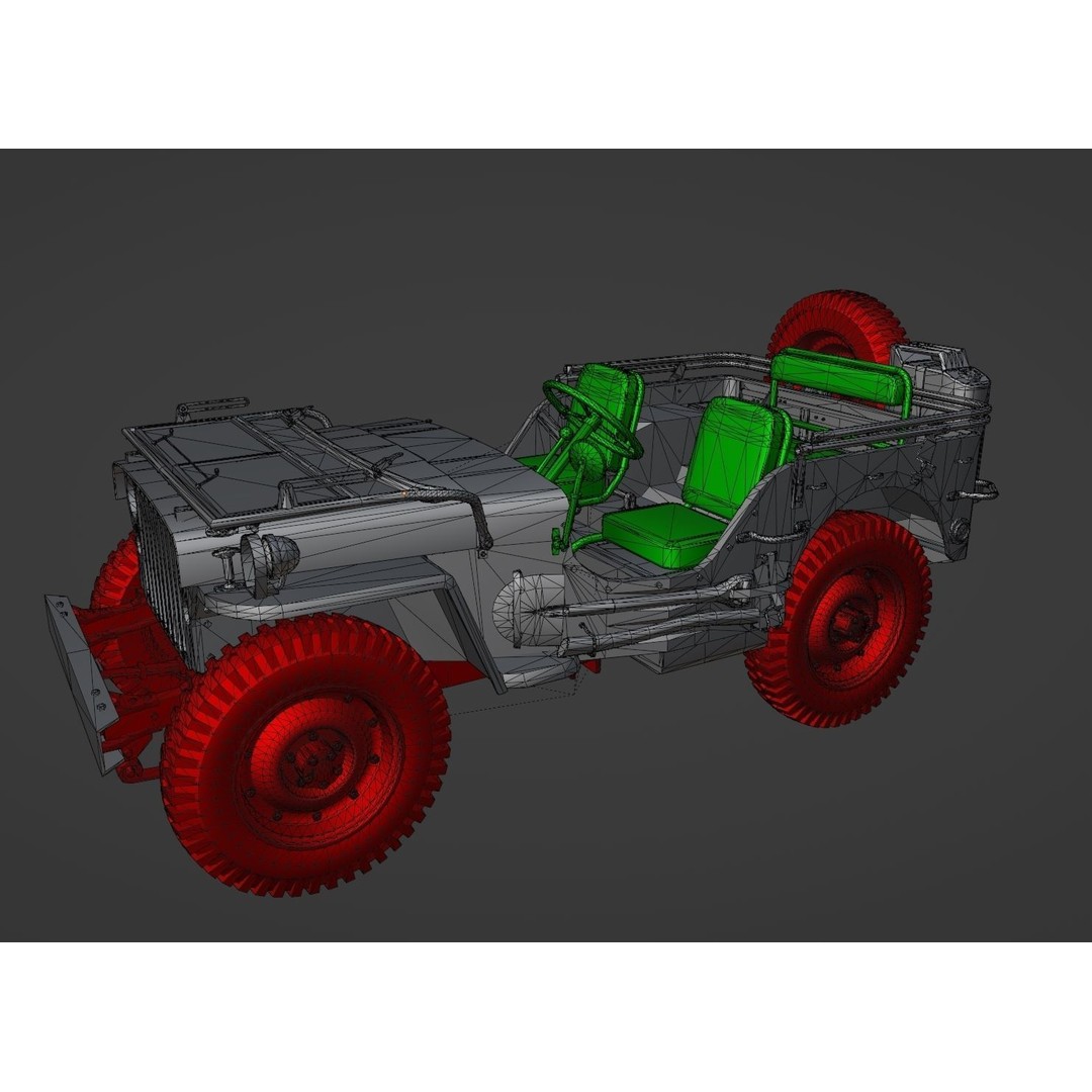 WW2 Jeep 3D Model – Low Poly Game Asset, PBR Textured, FBX - View 9