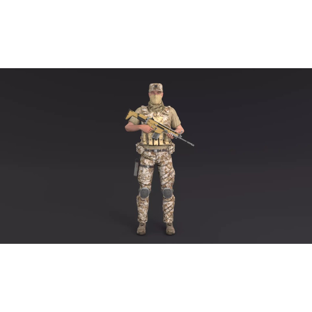 Soldier 3D Model – Rigged Low-Poly Character, FBX, OBJ - View 2