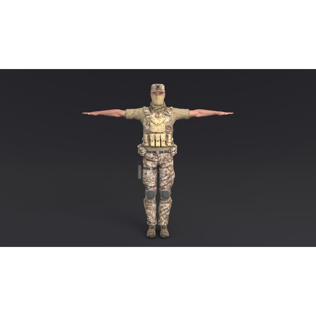 Soldier 3D Model – Rigged Low-Poly Character, FBX, OBJ - View 3
