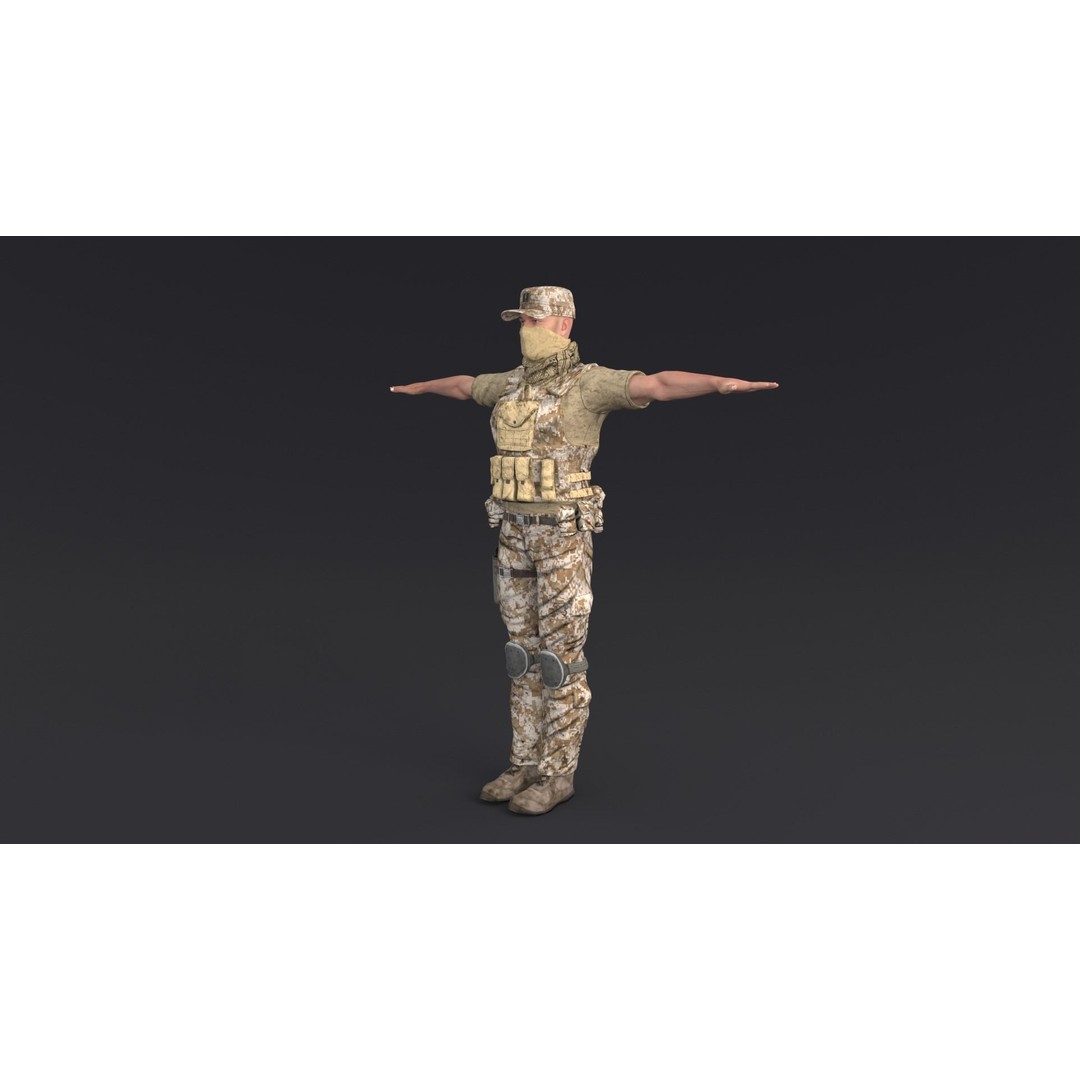 Soldier 3D Model – Rigged Low-Poly Character, FBX, OBJ - View 4