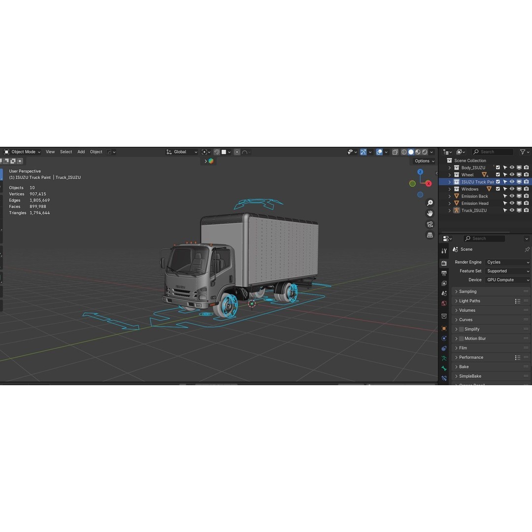 ISUZU Truck 3D Model – Rigged Vehicle with Multi-Format Support