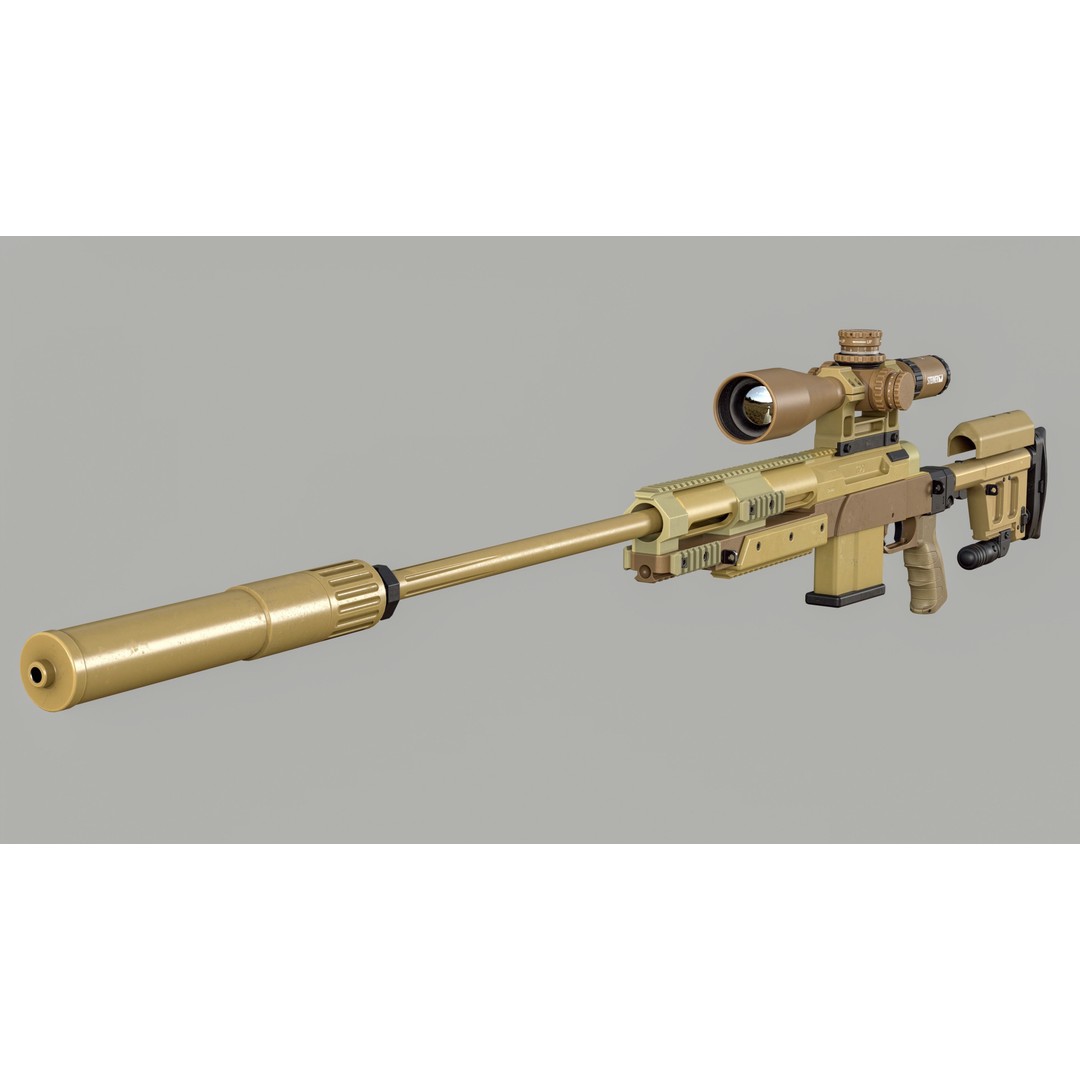 Haenel RS9 3D Model – Low Poly Game Ready Rifle, FBX - View 10