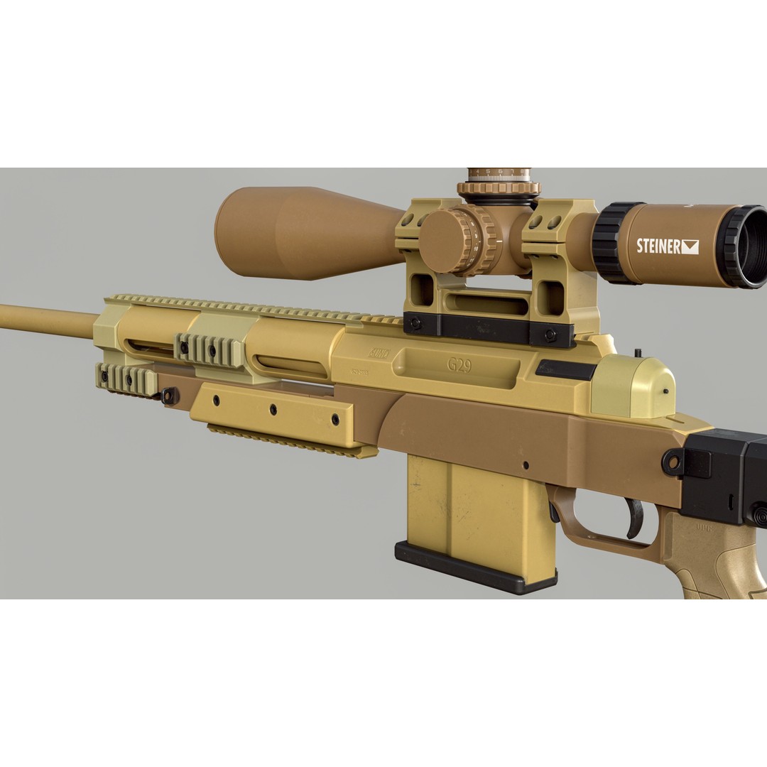 Haenel RS9 3D Model – Low Poly Game Ready Rifle, FBX - View 13