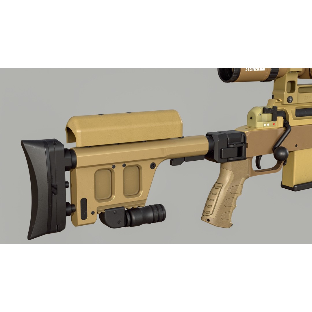 Haenel RS9 3D Model – Low Poly Game Ready Rifle, FBX - View 14