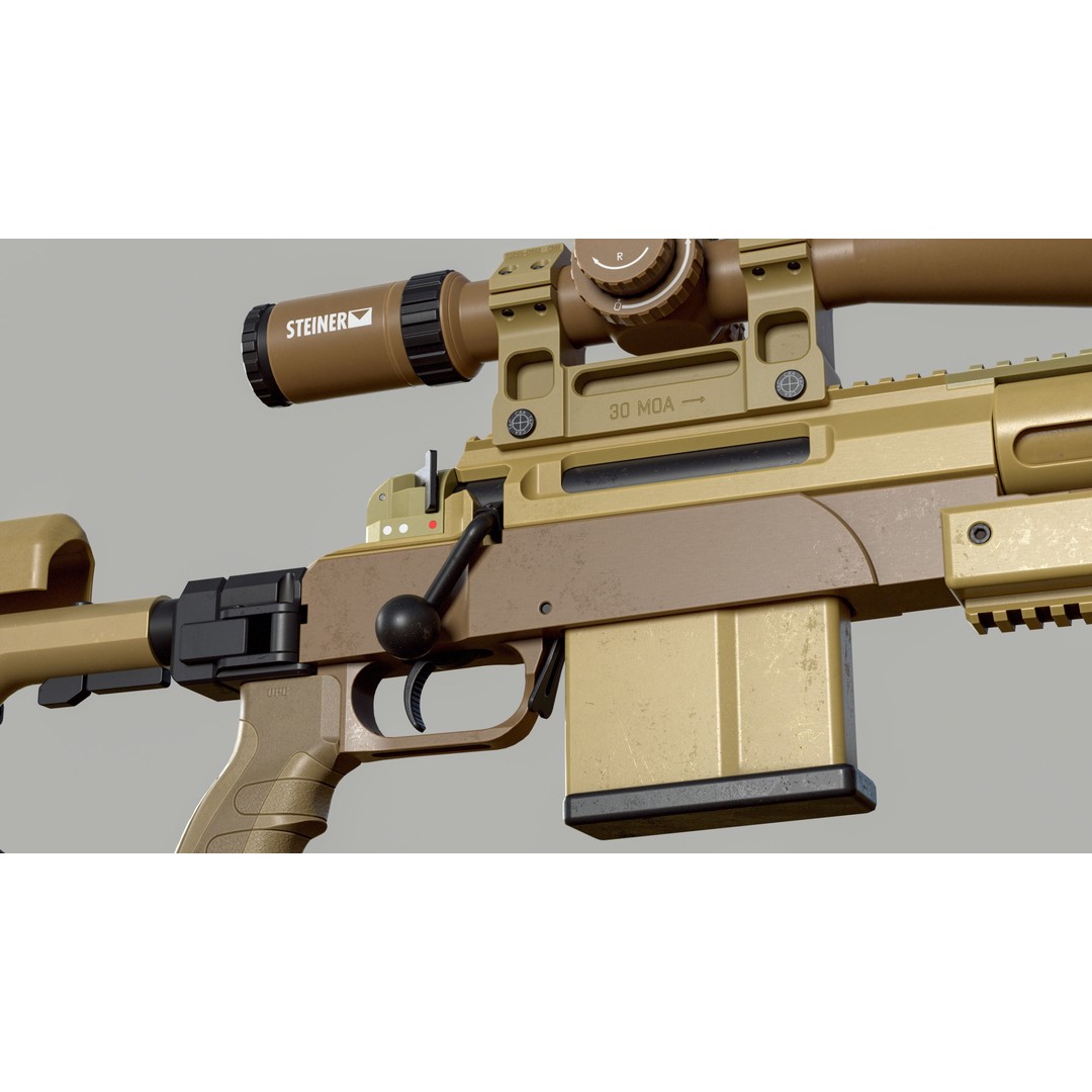 Haenel RS9 3D Model – Low Poly Game Ready Rifle, FBX - View 15