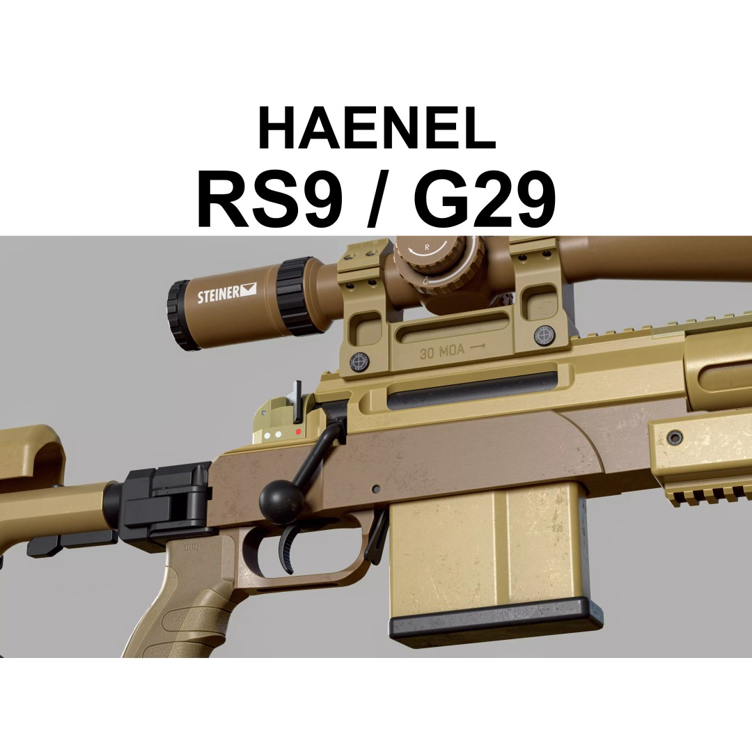 Haenel RS9 3D Model – Low Poly Game Ready Rifle, FBX - View 2