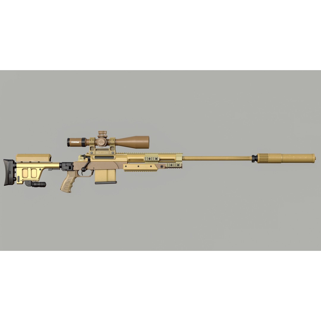 Haenel RS9 3D Model – Low Poly Game Ready Rifle, FBX - View 3