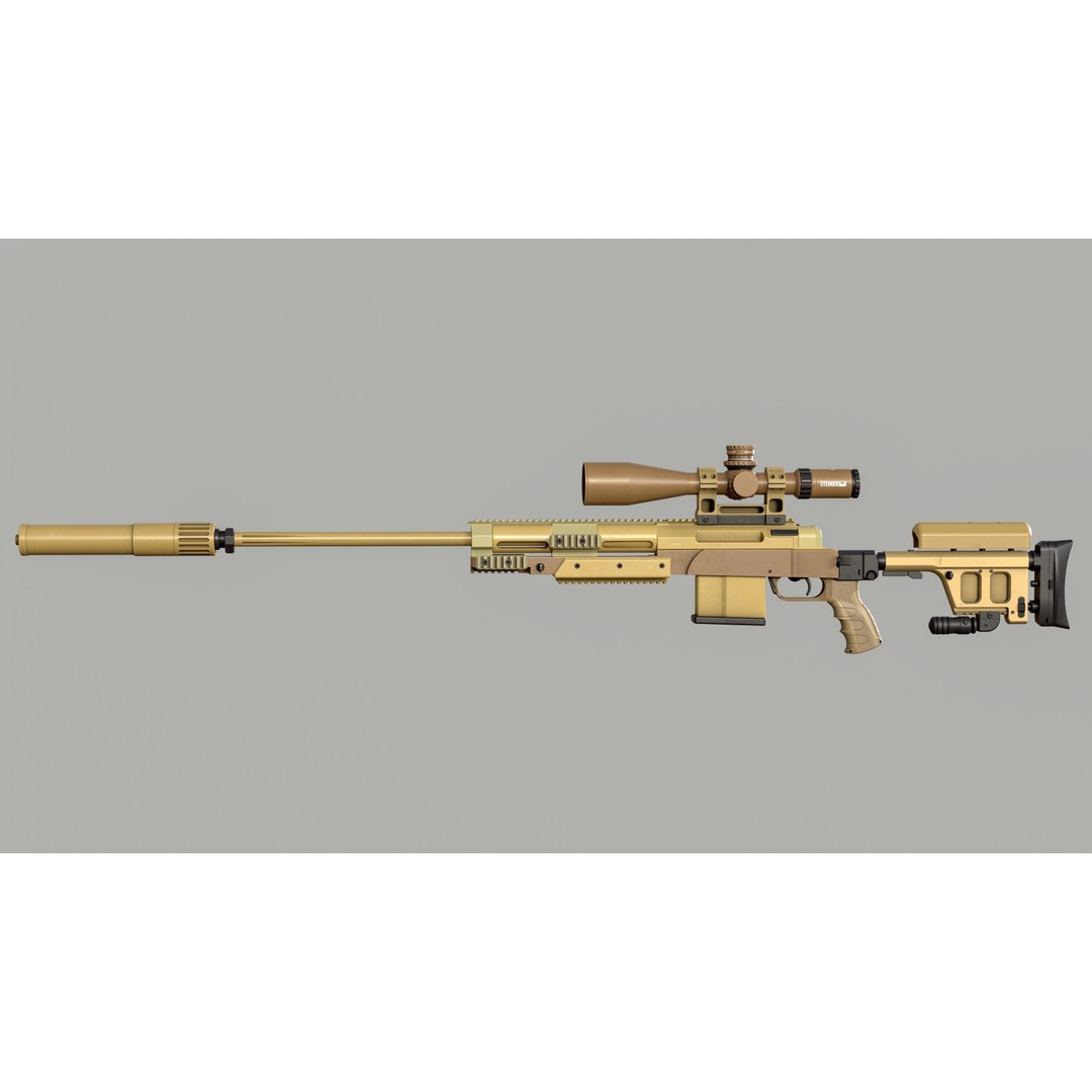 Haenel RS9 3D Model – Low Poly Game Ready Rifle, FBX - View 4