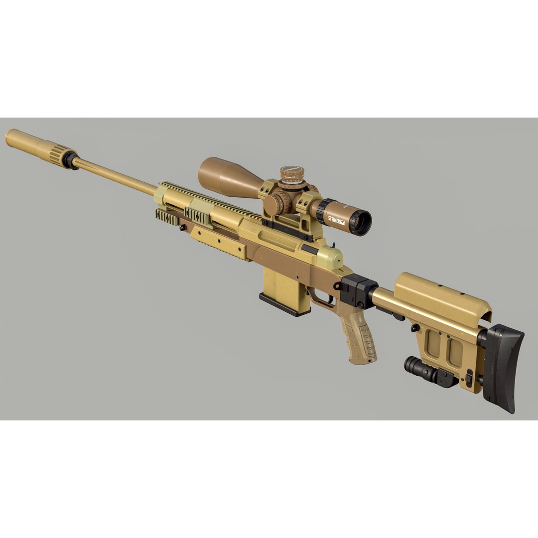 Haenel RS9 3D Model – Low Poly Game Ready Rifle, FBX - View 5
