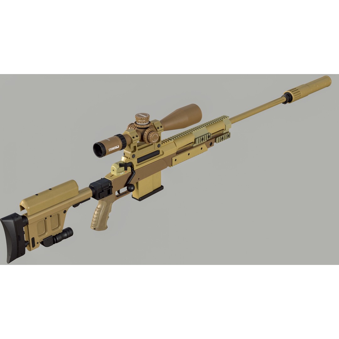 Haenel RS9 3D Model – Low Poly Game Ready Rifle, FBX - View 6