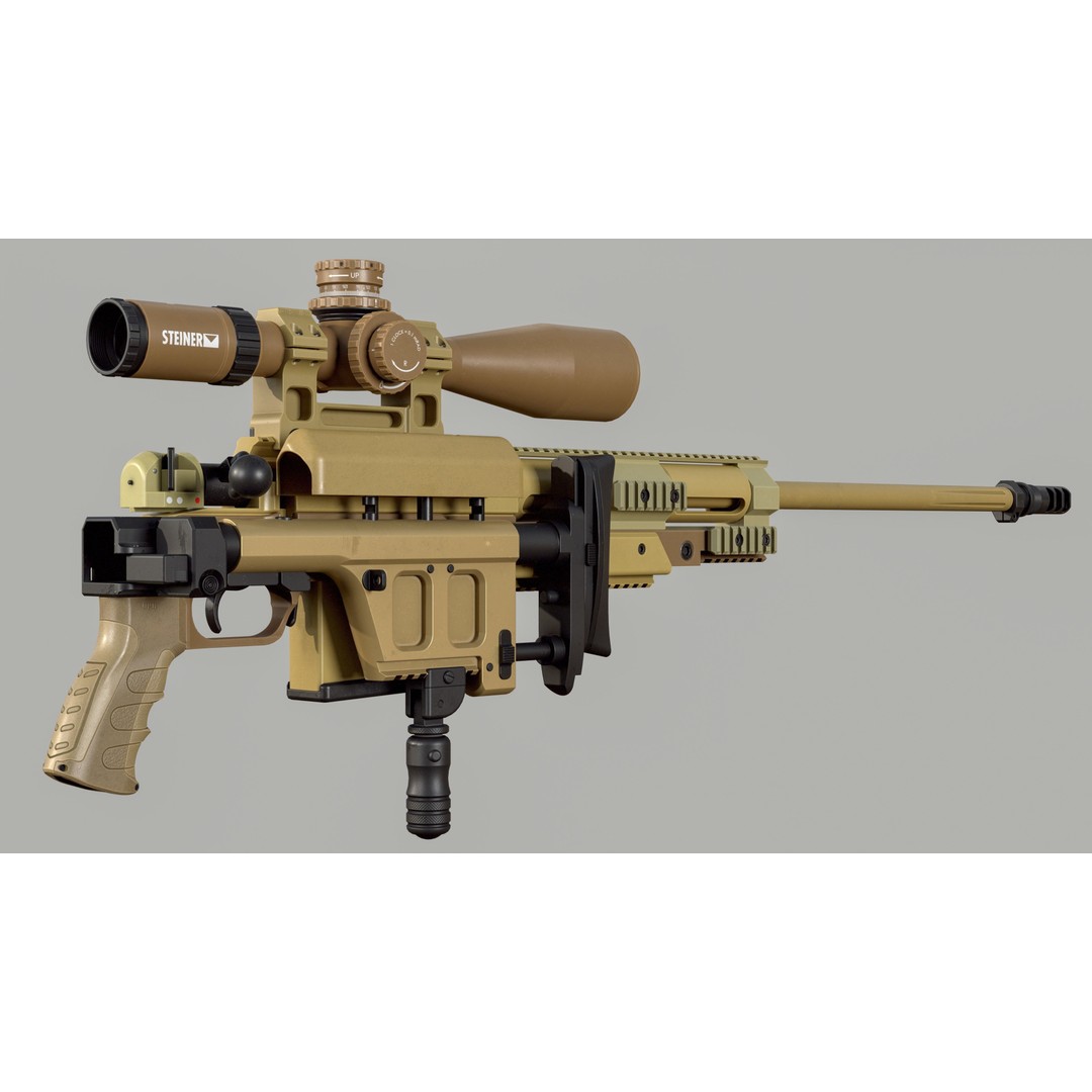Haenel RS9 3D Model – Low Poly Game Ready Rifle, FBX - View 8