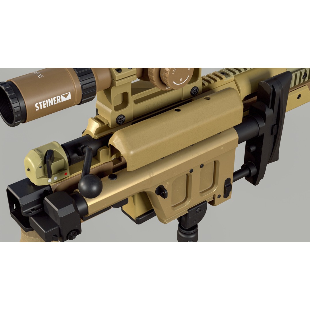 Haenel RS9 3D Model – Low Poly Game Ready Rifle, FBX - View 9