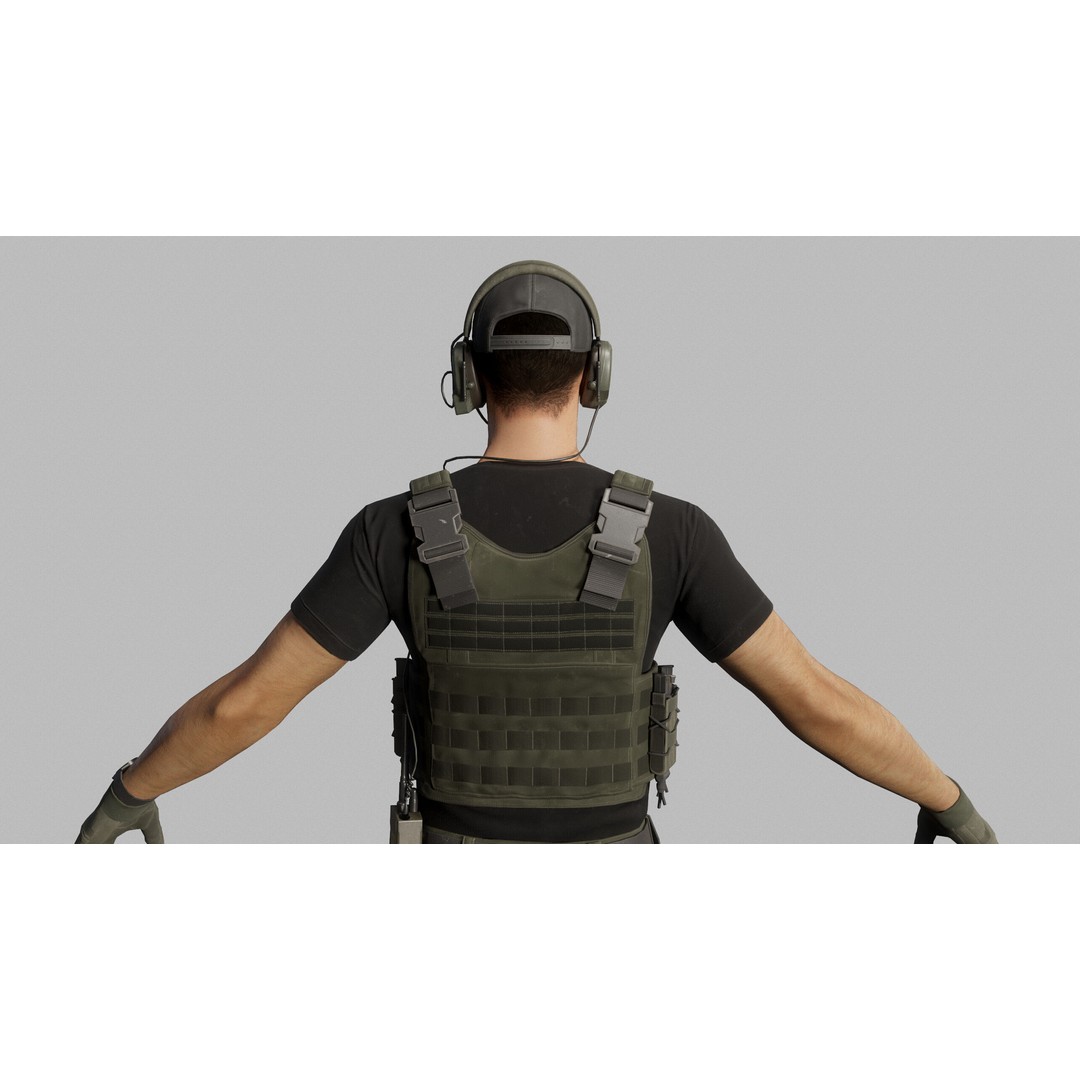 Modern US Soldier 3D Model – Low Poly Game-Ready Character, FBX, Blender - View 10