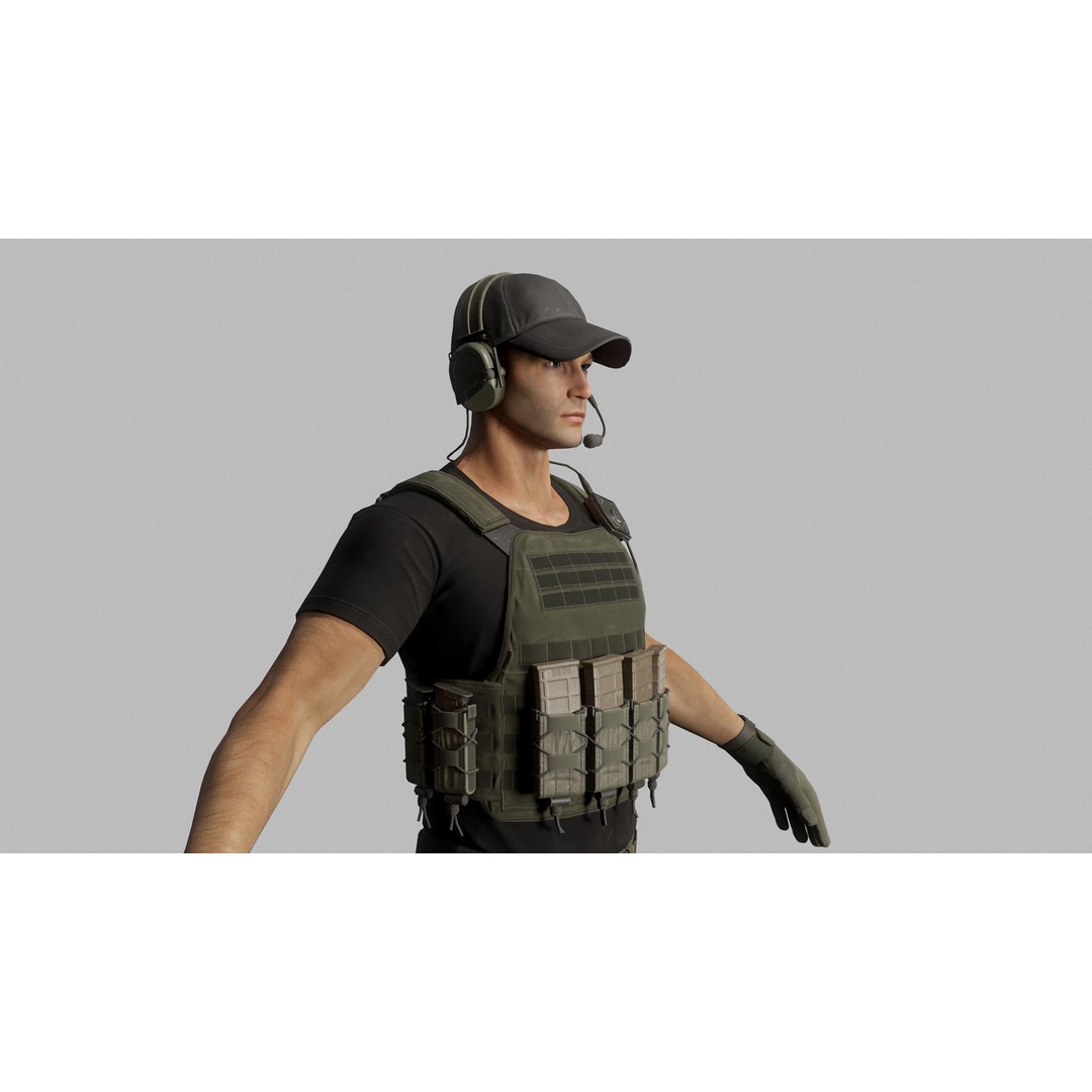 Modern US Soldier 3D Model – Low Poly Game-Ready Character, FBX, Blender - View 12