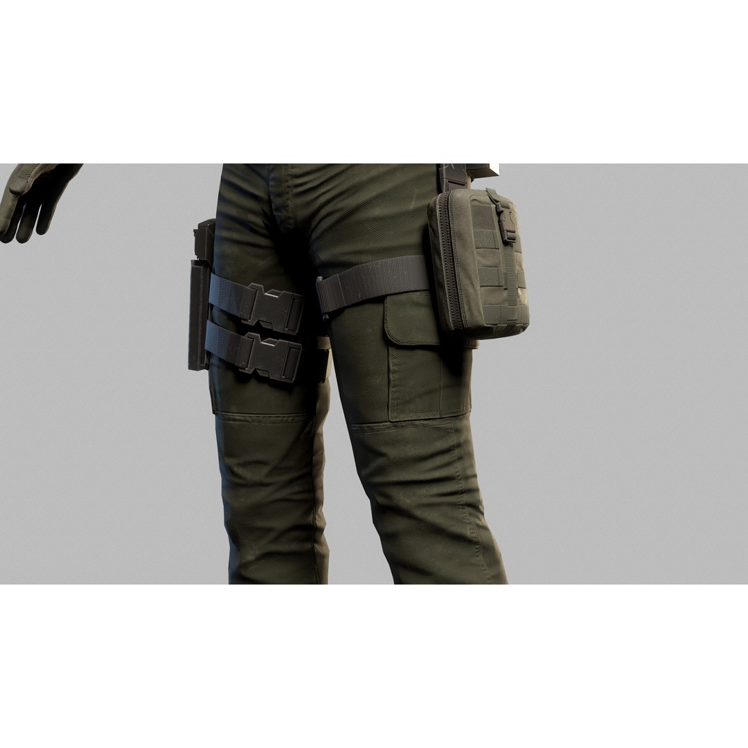 Modern US Soldier 3D Model – Low Poly Game-Ready Character, FBX, Blender - View 19