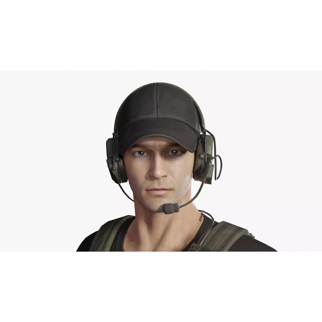 Modern US Soldier 3D Model – Low Poly Game-Ready Character, FBX, Blender - View 2