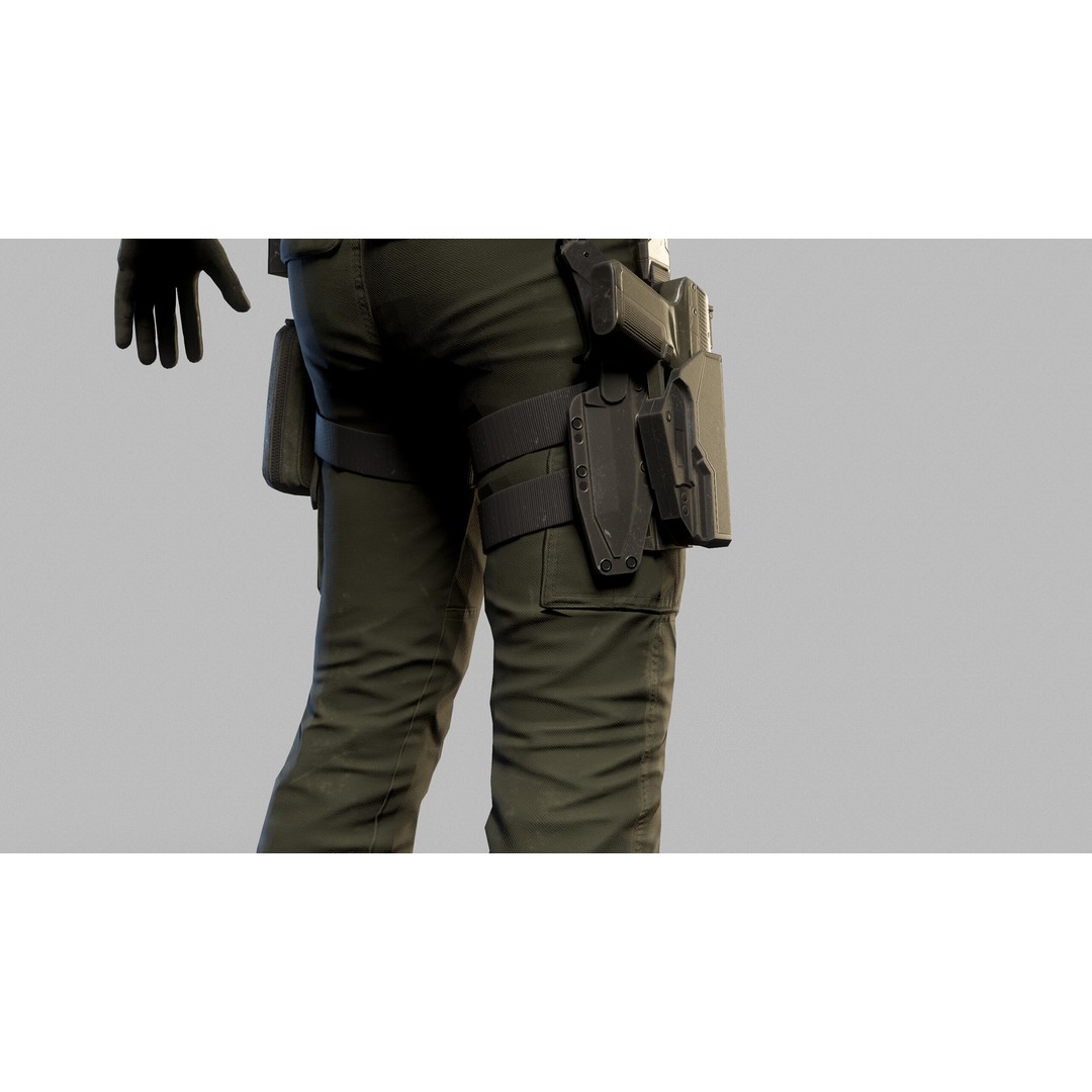 Modern US Soldier 3D Model – Low Poly Game-Ready Character, FBX, Blender - View 21